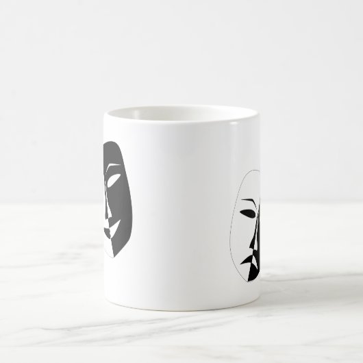 喜劇の悲劇の黒と白の劇場用マスク コーヒーマグカップ (中央)