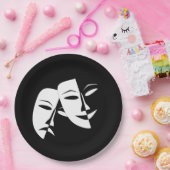 喜劇の悲劇の黒と白の劇場用マスク ペーパープレート (パーティー)