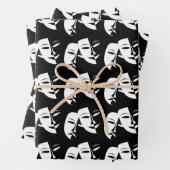 喜劇の悲劇の黒と白の劇場用マスク ラッピングペーパーシート (インサイチュ)