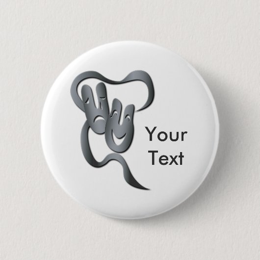 喜劇の悲劇グレーシアターマスクボタン 缶バッジ (正面)