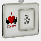 喜劇の悲劇シアターマスクオーナメントと写真 シルバープレートフレームオーナメント (右)