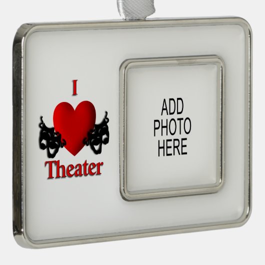 喜劇の悲劇シアターマスクオーナメントと写真 シルバープレートフレームオーナメント (右)