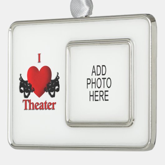 喜劇の悲劇シアターマスクオーナメントと写真 シルバープレートフレームオーナメント (左)