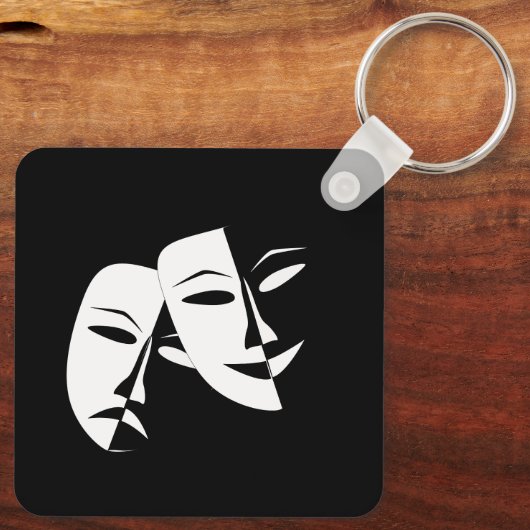 喜劇の悲劇ブラック&ホワイトシアターマスクキーチャ キーホルダー (裏面)