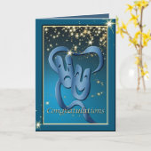 喜劇の悲劇ブルーシアターマスクおめでとう カード (黄色い花)