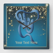 喜劇の悲劇ブルーシアターマスクカスタム スクエア壁時計 (正面)