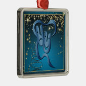 喜劇の悲劇ブルーシアターマスクブルークリスマス2 メタルオーナメント (右)