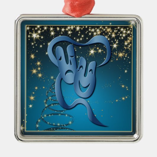 喜劇の悲劇ブルーシアターマスクブルークリスマス2 メタルオーナメント (正面)