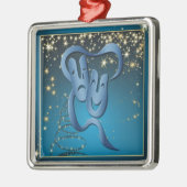 喜劇の悲劇ブルーシアターマスクブルークリスマス2 メタルオーナメント (左)