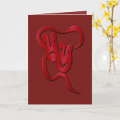 喜劇の悲劇レッドシアターマスクグリーティングカード カード (黄色い花)