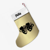 喜劇パーソナライズされた劇場用マスク スモールクリスマスストッキング (裏面 (吊り時))
