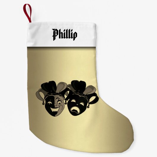 喜劇パーソナライズされた劇場用マスク スモールクリスマスストッキング (正面)