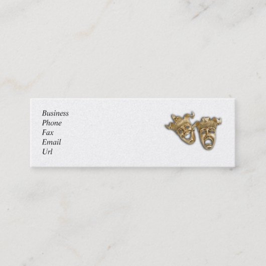 喜劇及び悲劇の劇場のマスクカードビジネス スキニー名刺 (正面)