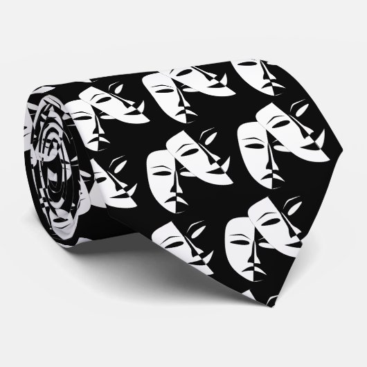 喜劇悲劇ドラマ劇場マスク白黒 ネクタイ (ロール)