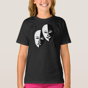 喜劇悲劇マスク俳優レトロ Tシャツ