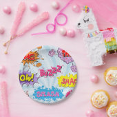 喜劇的なスタイルのガーリーな英雄のデザイン ペーパープレート (パーティー)