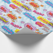 喜劇的なスタイルのガーリーな英雄のデザイン ラッピングペーパー (角)