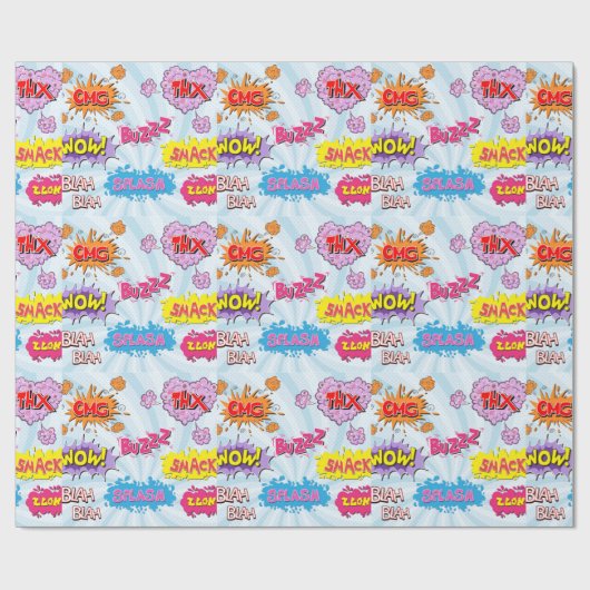 喜劇的なスタイルのガーリーな英雄のデザイン ラッピングペーパー (フラット)