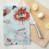 喜劇的なスタイルの英雄のデザイン キッチンタオル (四つ折り)