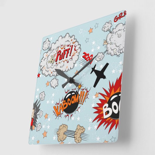 喜劇的なスタイルの英雄のデザイン スクエア壁時計 (傾斜)