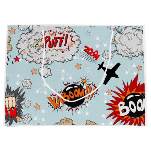 喜劇的なスタイルの英雄のデザイン ラージペーパーバッグ (正面)