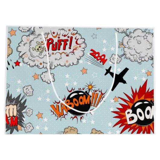 喜劇的なスタイルの英雄のデザイン ラージペーパーバッグ (裏面)