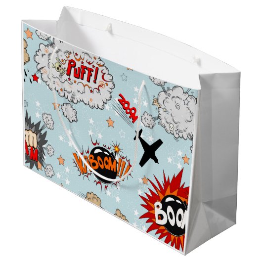 喜劇的なスタイルの英雄のデザイン ラージペーパーバッグ (裏面アングル)