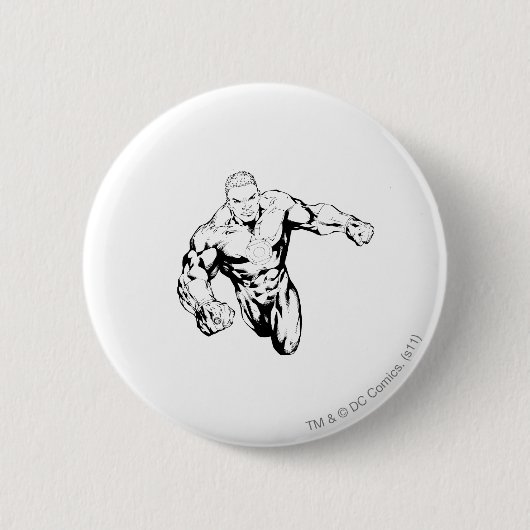 喜劇的なスタイル-白黒緑のランタン 缶バッジ (正面)