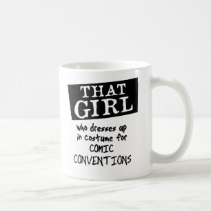 喜劇的な反対論のための衣裳で服を着るその女の子 コーヒーマグカップ