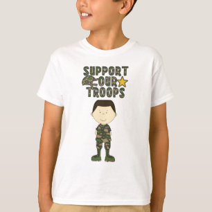 喜劇的な迷彩柄の男の子の兵士の軍隊は青年Tシャツをからかいます Tシャツ