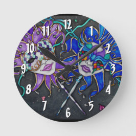 喜劇/悲劇のジェスターマスク ラウンド壁時計