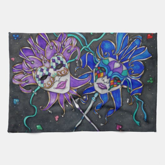 喜劇/悲劇ジェスターマスク キッチンタオル (横)