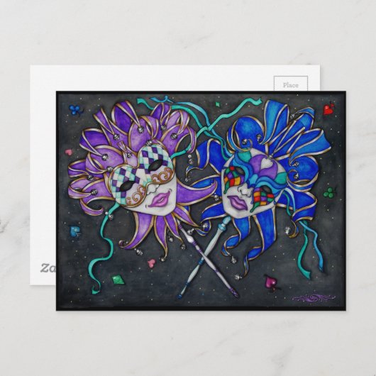 喜劇/悲劇ジェスターマスク ポストカード (正面/裏面)