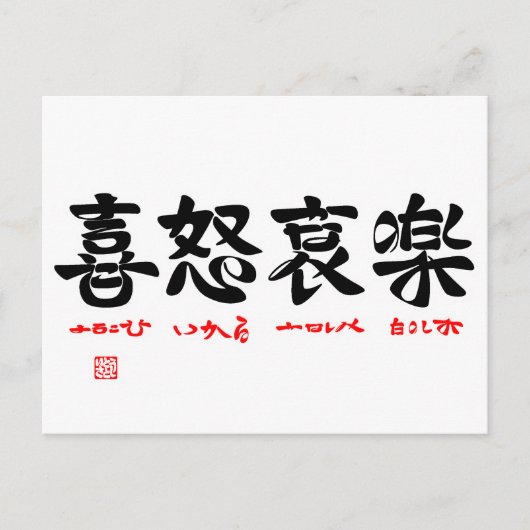 喜怒哀楽(ことば漢字) ポストカード (正面)