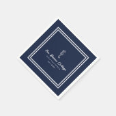 喜航海のび:青と白のシーホース スタンダードカクテルナプキン (角)