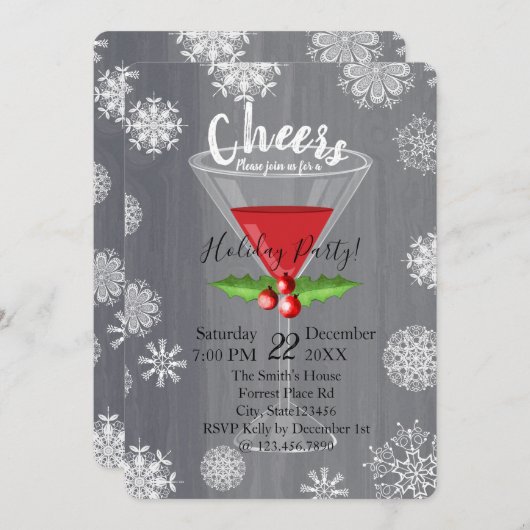 喝采の休日のカクテルのパーティの招待状 招待状 (正面/裏面)