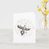 喪中鳩の折り畳みノートカード カード (黄色い花)