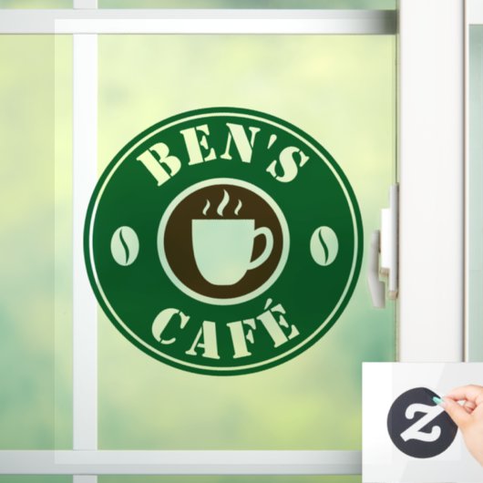 喫カスタム茶店のロゴの窓の固定標識 ウィンドウサイン (ホーム)