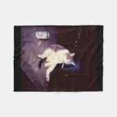 喫煙おもしろいミームシガレットキットンブレインロ間抜けット フリースブランケット (正面(横))