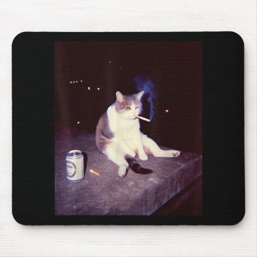 喫煙おもしろいミームシガレットキットンブレインロ間抜けット マウスパッド (正面)