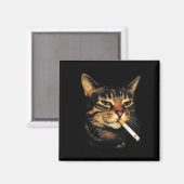 喫煙おもしろい猫たばこ子猫ミームバカブラ マグネット (正面/裏面)