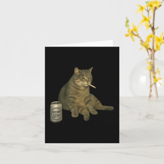 喫煙おもしろい猫ミームシガレットキッテン飲みB カード (黄色い花)