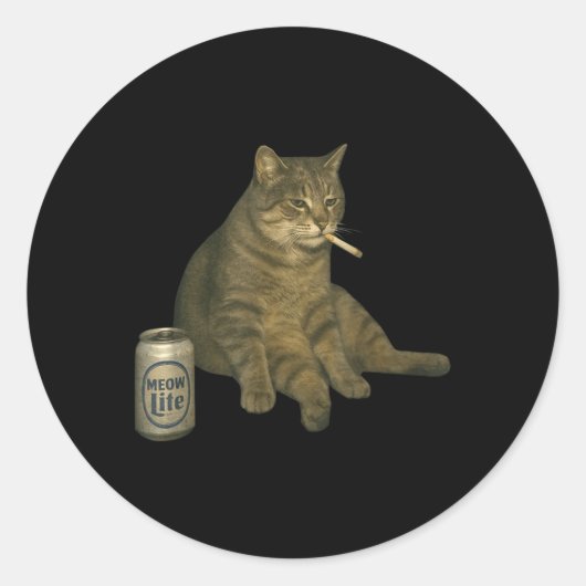 喫煙おもしろい猫ミームシガレットキッテン飲みB ラウンドシール (正面)