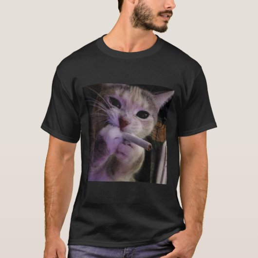 喫煙おもしろい猫、タバコ子猫ゲンZミーム、猫 Tシャツ (正面)