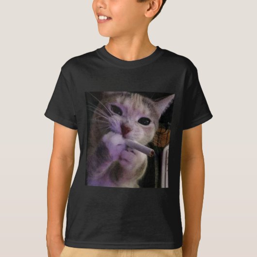 喫煙おもしろい猫、タバコ子猫ゲンZミーム、猫 Tシャツ (正面)