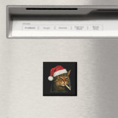 喫煙する猫のタバコ クリスマス サンタ帽子 猫のミーム マグネット (インサイチュ (食洗機))