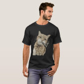 喫煙する猫 シガレット 子猫 笑える メーム Tシャツ (正面フル)