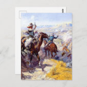 "喫煙それらをアウト"西アートby Charles M Russel ポストカード (正面/裏面)