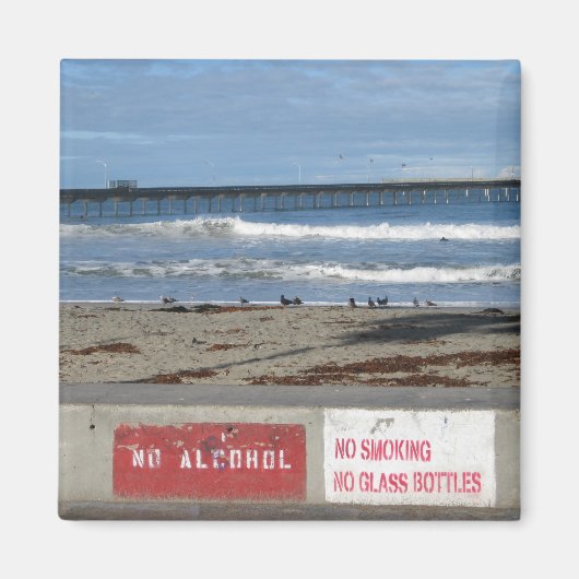 喫煙なし、アルコールなし、ガラスボトルなし マグネット (正面)