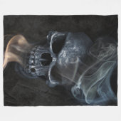 喫煙のスカル フリースブランケット (正面(横))